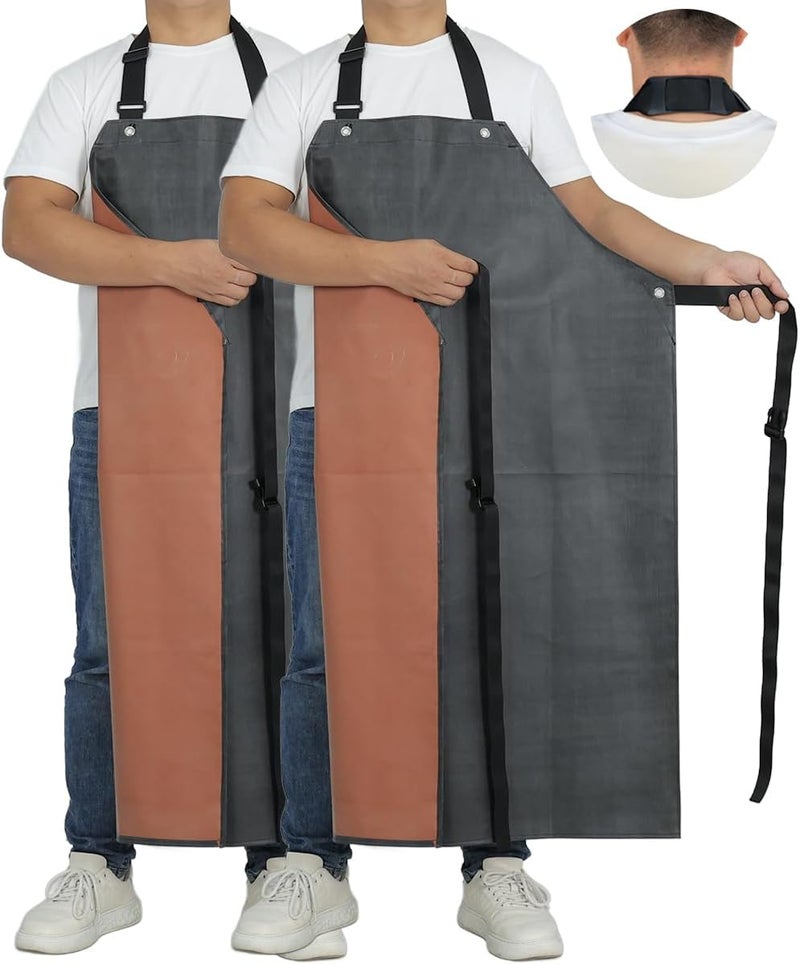 STPGIFC Thick Rubber Apron, Waterproof Apron Butcher Heavy Duty Chemical Resistant Adjustable Work Apron - Image 1